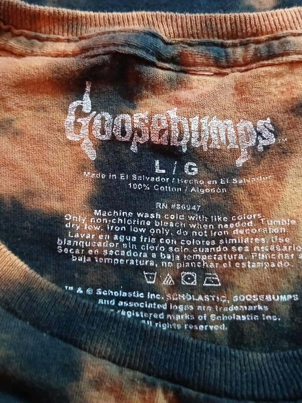 Goosebumps Welcome To Horrorland Tie Dye Shirt Mens Large Orange Black - Picture 7 of 7